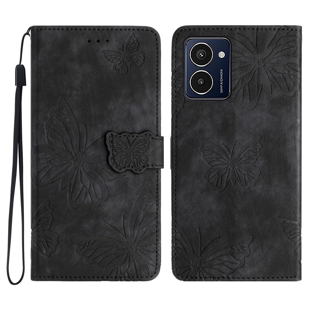 For HMD Pulse Pro Case Butterfly Design Flip Wallet Leather Phone Cover Skin-Touch