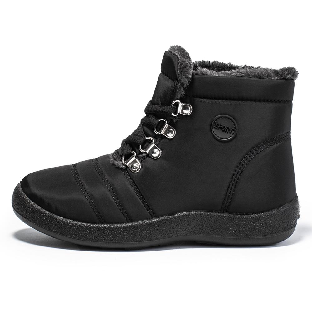 Winter Neue Wanderschuhe Warme Damen Schneestiefel Schnüren Wasserdicht Größe 46 Niedriger Absatz Lässige Damenschuhe