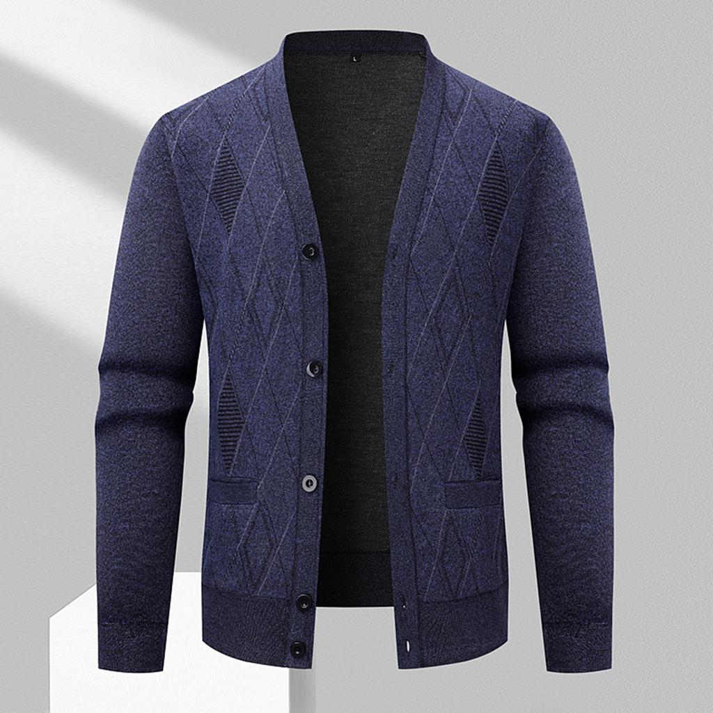 Cardigan ample à col en V boutonnable pour homme, pull tricoté à manches longues, veste