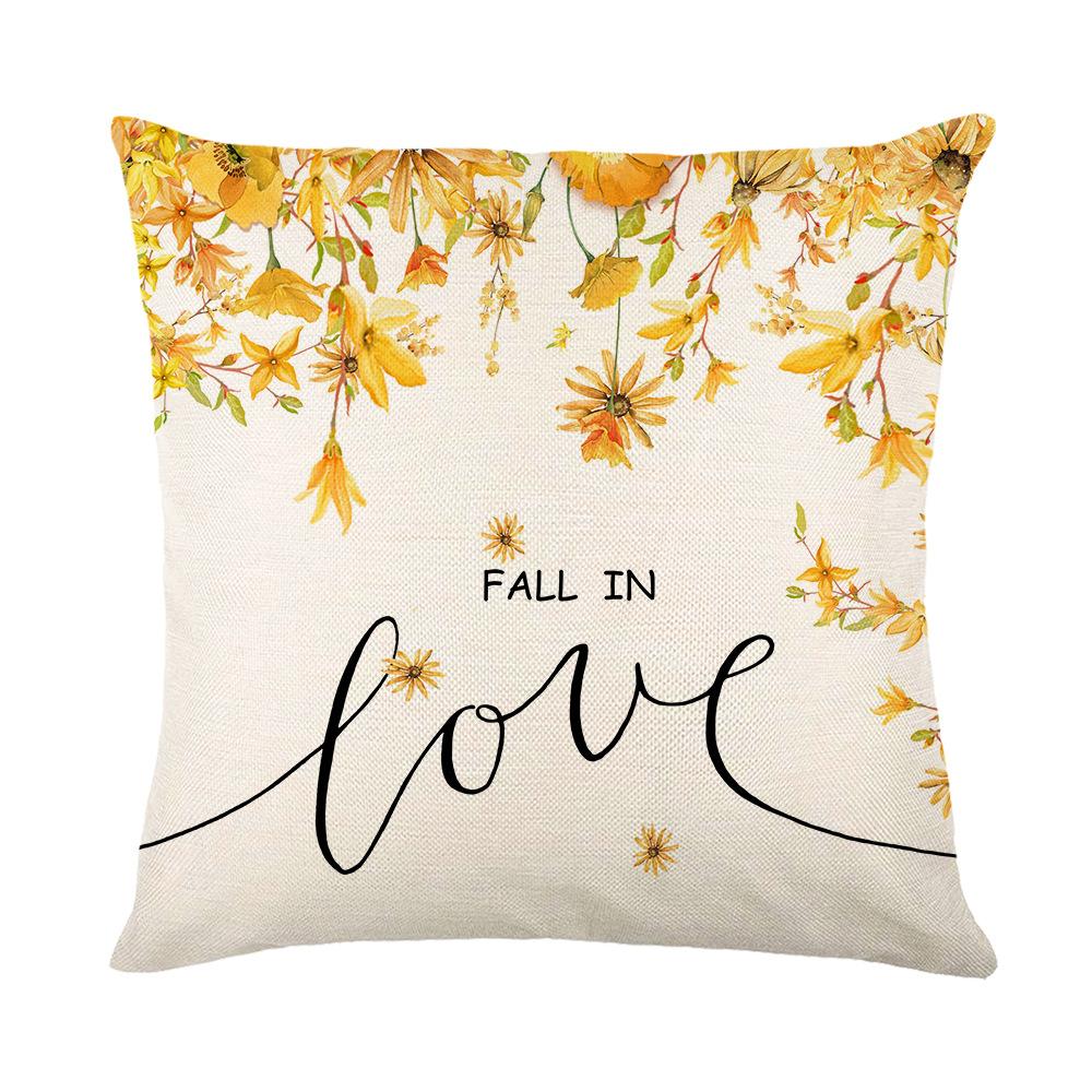 Autumn Plant Flower Pillow Cover Polyester Printed Home Decoration Living Room Sofa Cushion Cover Bedroom Pillow