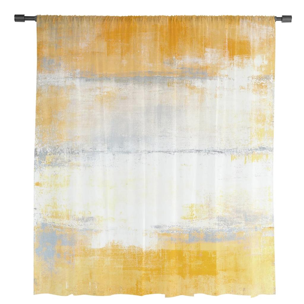 Arte Astratta Giallo Tende Trasparenti Per Soggiorno Camera da Letto Tenda in Tulle Per Cucina Tenda Voile Pannelli Oscuranti