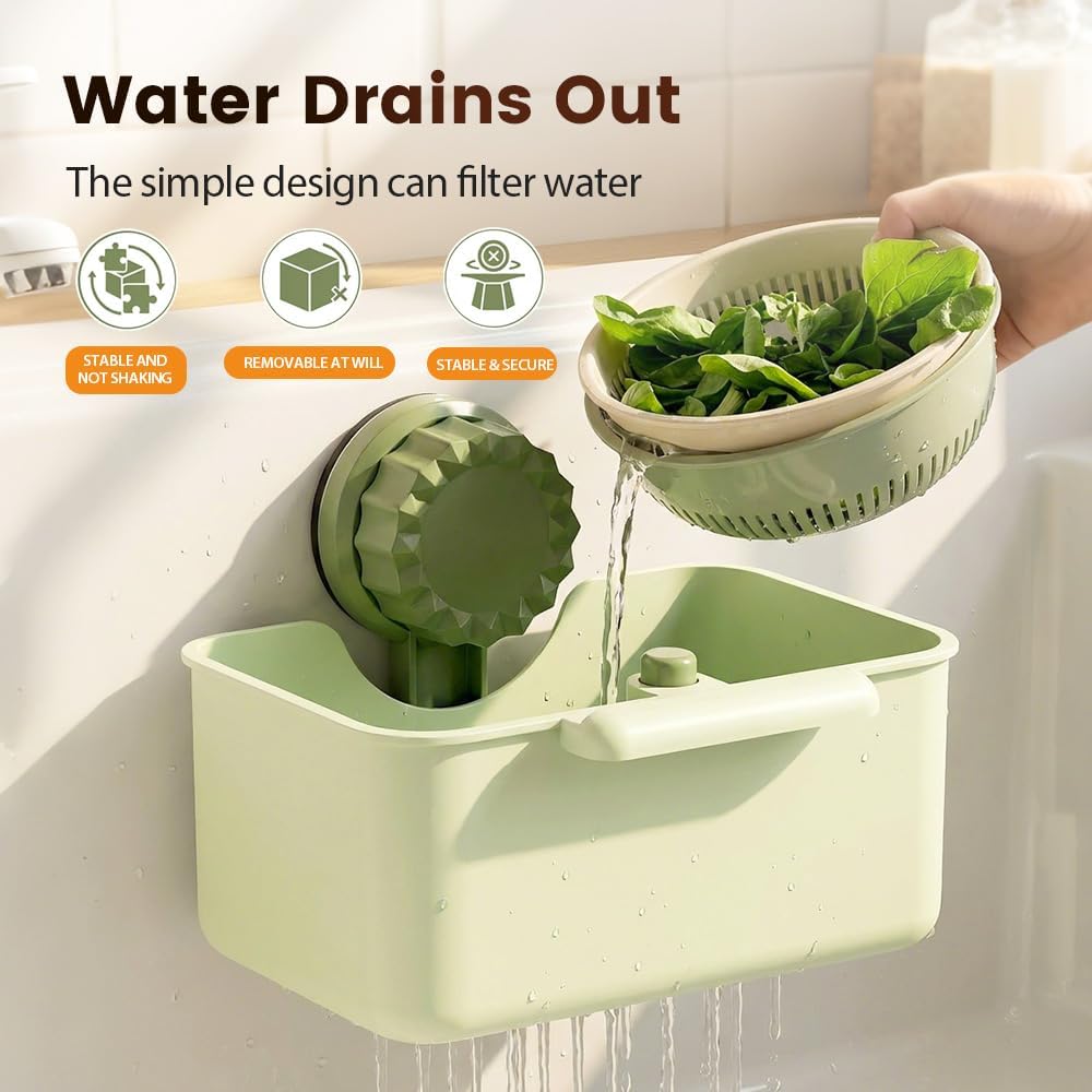 New Sink Drain Strainer Bask Sink Washing Basin Anti Leak Filter Basin Suction Cup Rack One Click Press Type Grid Drain Storage
