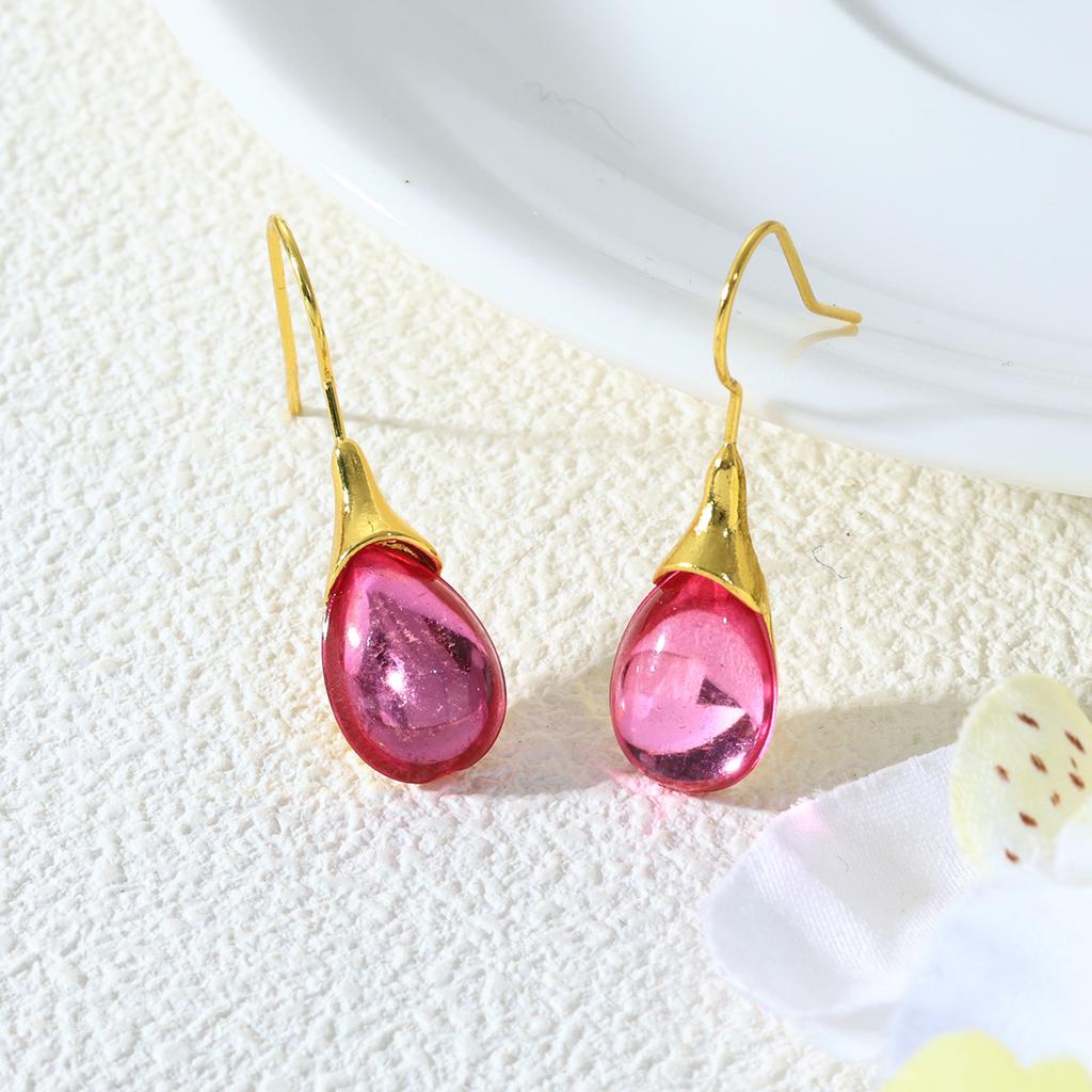 European and American Crystal Jewelry High-end Long Teardrop Earrings Fashionable Light Luxury Colorful Zircon Earrings