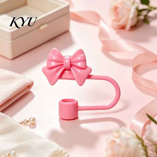 Decorative Straw Toppers Cute Bow Cover for 10mm Straws, Silicone Dustproof Tip Covers Cap, Reusable Topper Coffee Cups And Tumblers Dust Proof Plugs