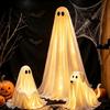 Ensemble d'affichage de figurines pour porche et jardin d'Halloween, Ensemble de 3 figurines esprit en tissu LED blanc chaud avec télécommande pour décoration de fenêtre de fête