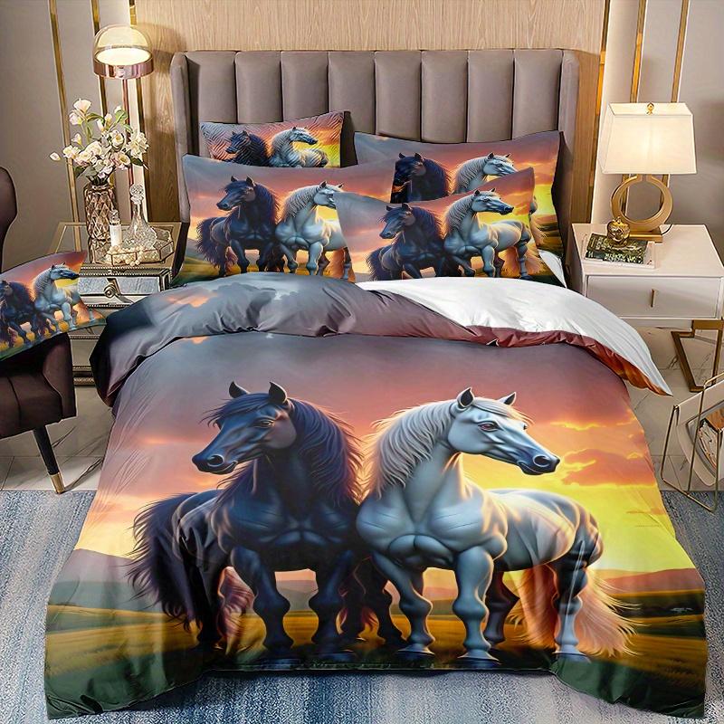 

3Pcs Bedding Set Wolf Comforter Cover Set 1Pc Comforter Cover 2Pcs Pillowcases Ultra-Soft Comfortable Suitable For Bedroo Duvet Cover Set&EU Single(135x200cm)