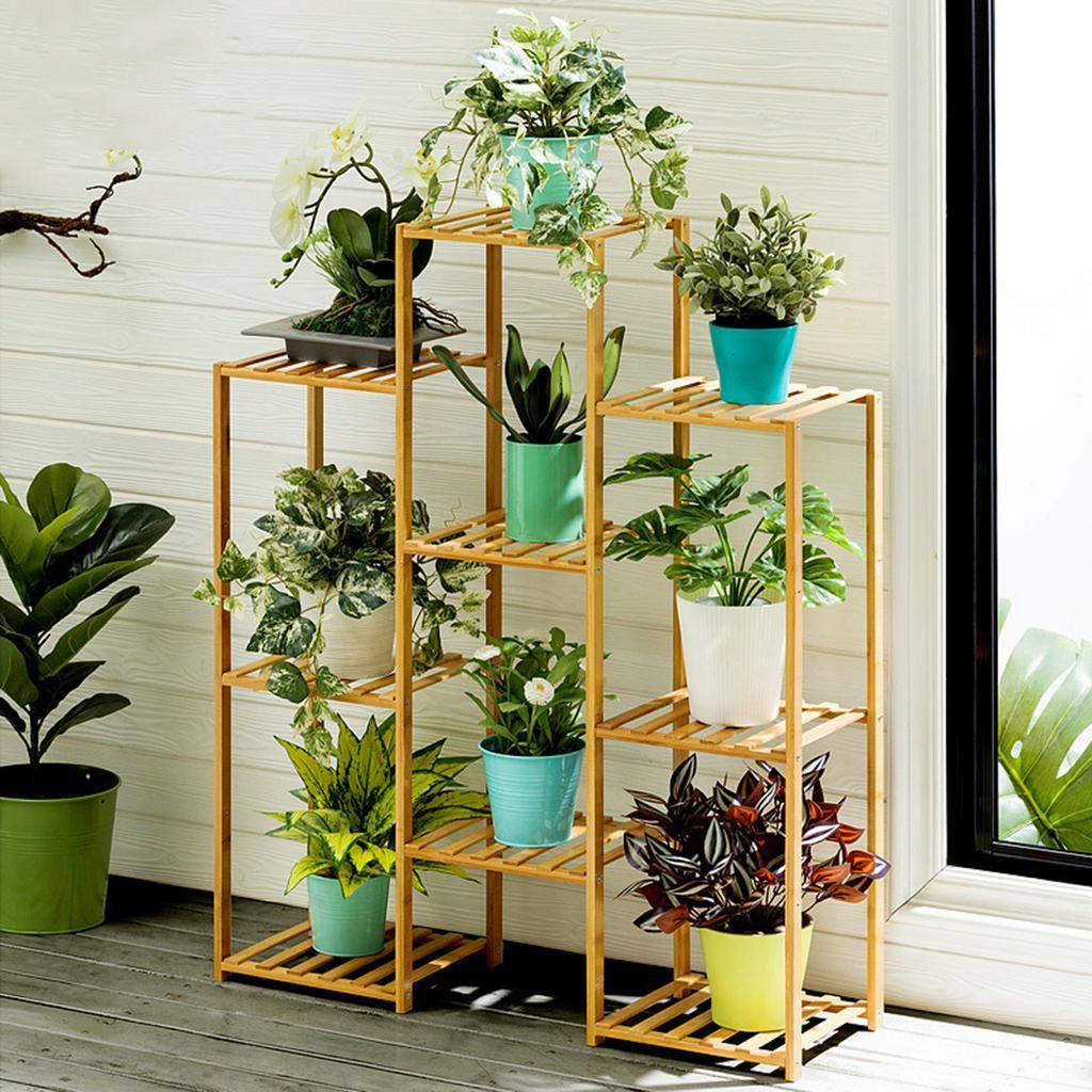 Multi-layer Wooden Flower Rack Plant Shelves Flower Plant Stand Outdoor Garden Balcony Shelves Flower Pot Holder Rack Display Rack