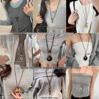 Collana Pendente Rotondo Stile Coreano: Catena di Lusso alla Moda per Maglione