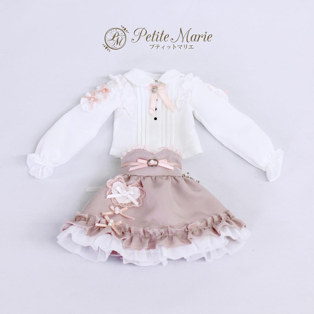 Scale BJD White Blouse and Pink 40cm BJD Doll Clothes [Petite Marie] 1/4 Miniskirt, Mass-Produced Skirt, (S-L Bust) Doll, [Petite Marie] [No.0210]