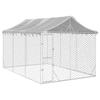 VidaXL Outdoor Dog Kennel with Silver Roof 3x4.5x2.5 M 3190487