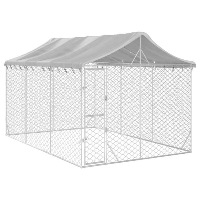 VidaXL Chenil d'extérieur pour chiens avec toit argenté 3x4,5x2,5 m 3190487