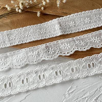 Japanese White Cotton Embroidery Lace Trim for DIY Clothing - Hollow Bow Skirt Accessory Materials