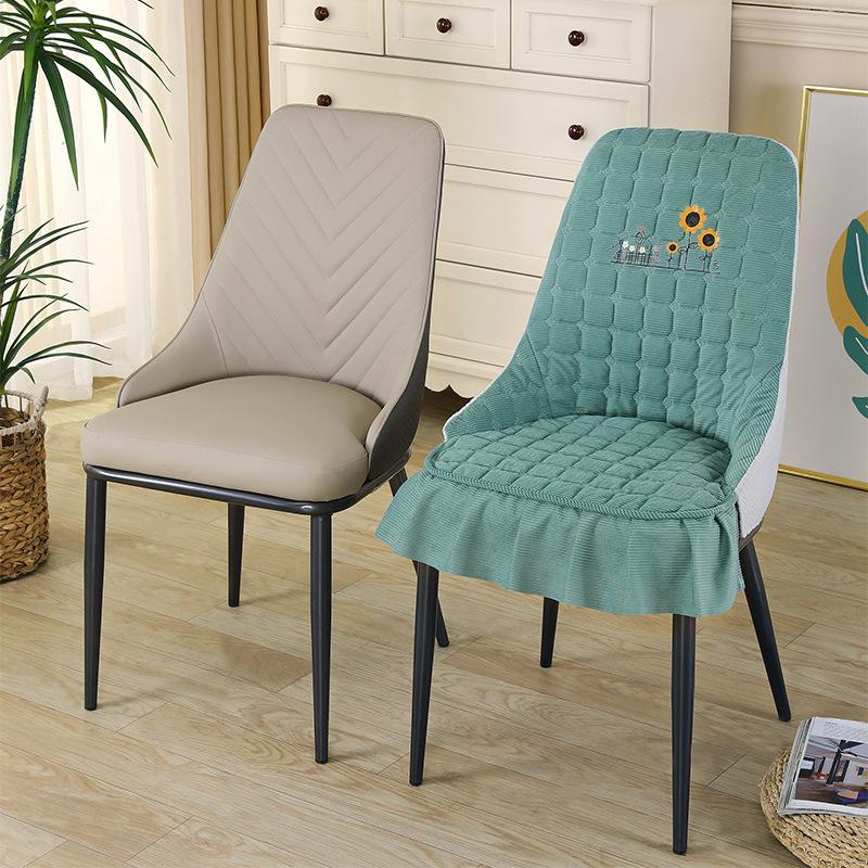Special-shaped Chair Cover Armrest Stool Cover Nordic Fabric Elastic Curved One-piece Home Dining Table Seat Cover