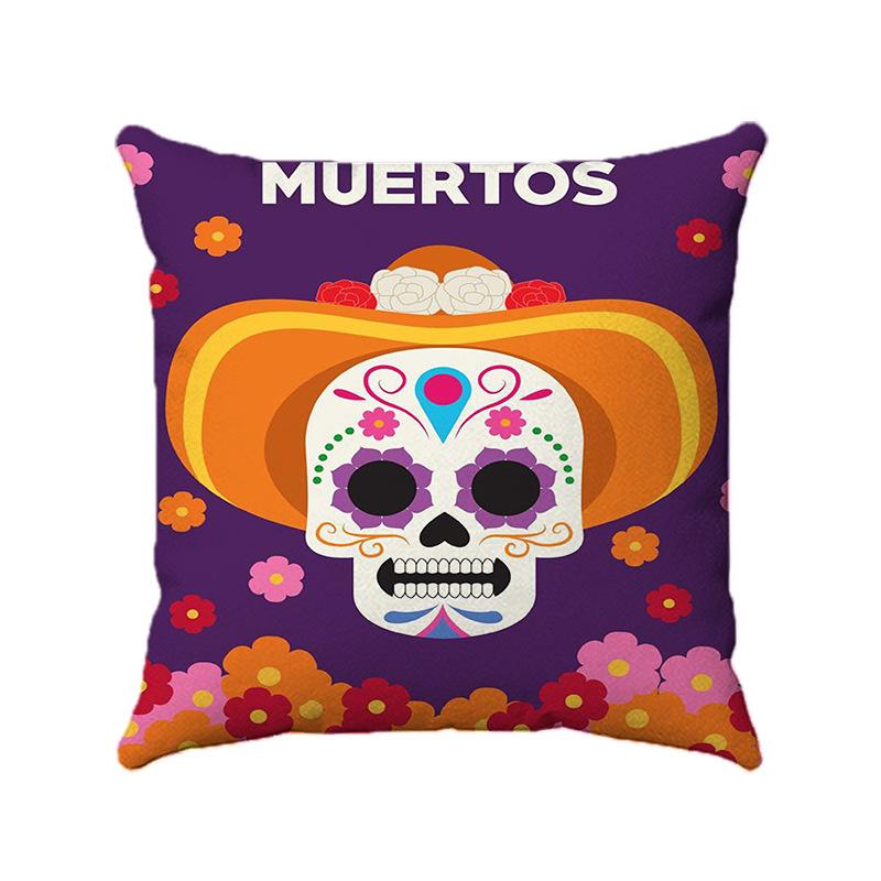 Creative colorful skull-shaped letters Digital printing short plush pillow covers for car sofa office cushion cover home goods