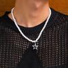 Diamond Inlaid Star & Pearl Hip Hop Necklace - Trendy Retro Men's Jewelry