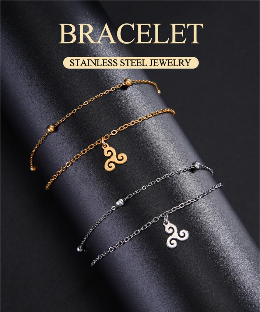 Dawapara Triskele Triple Spiral Charm Armband Triskelion Symbol Celtics Amulett Edelstahl Frauen Schmuck
