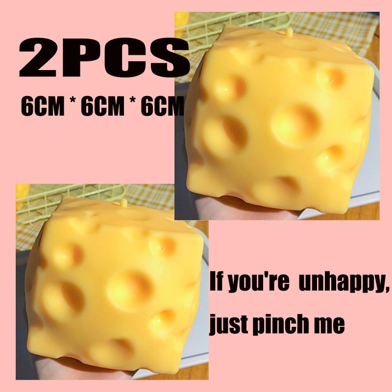

2027 Jumbo Cheese Cube Stress Ball Shapeable Squeeze Decor Non-Bounce Asmr Sensory Anti-Stress Relief Gadget Gifts 6/7/10/12Cm