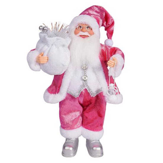 12" Santa Claus Figurine Christmas Standing Santa Claus Doll with Gifts for Holiday Home Office Table Decoration