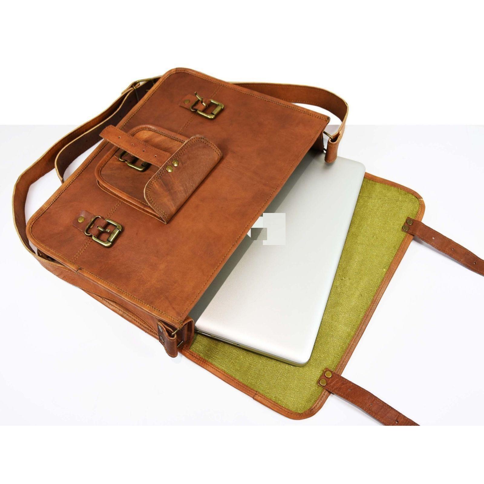 Мужская офисная сумка-мессенджер для ноутбука из козьей кожи через плечо портфель ручной — фото 2