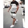 Herren 3D Farbblock-Print T-Shirt Shorts Set Mode Herren Damen T-Shirts Zweiteiliges Outdoor Street Casual Sport Trainingsanzug Outfits
