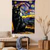 VIKAMA Summer Starry Night Black Cat Tapestry Garden Path Rooftop Double Cat Swirl Starry Night Living Room Room Decoration