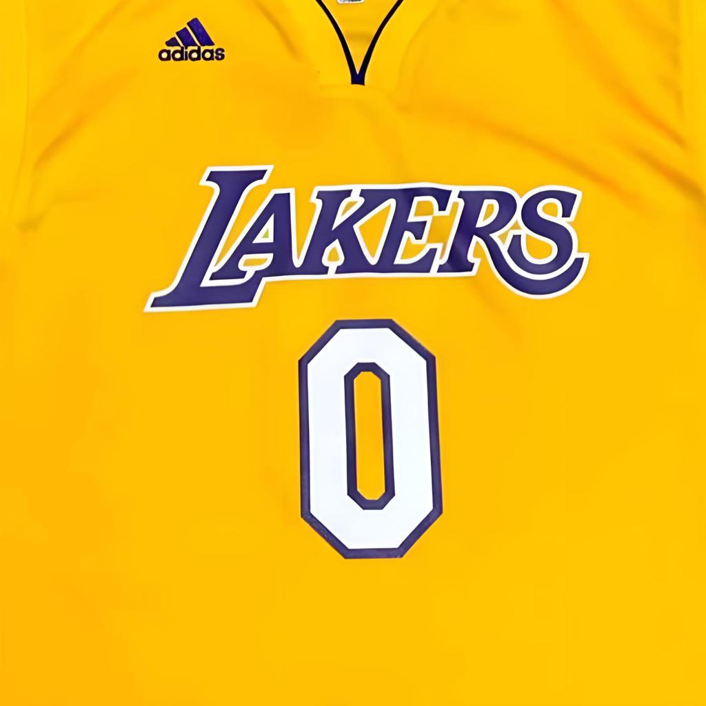 Adidas X NBA Collaboration Lakers 0 Nick Young V-Neck Fashion Soft Sleeveless Basketball Jersey Unisex Jersey Yellow 7912A-329-AEB5070