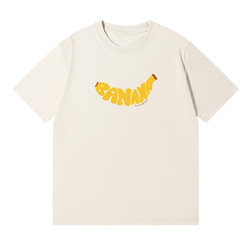 Women's Creative Banana Print Cotton T-Shirt - Short-Sleeved, Versatile Spring/Summer Casual Top