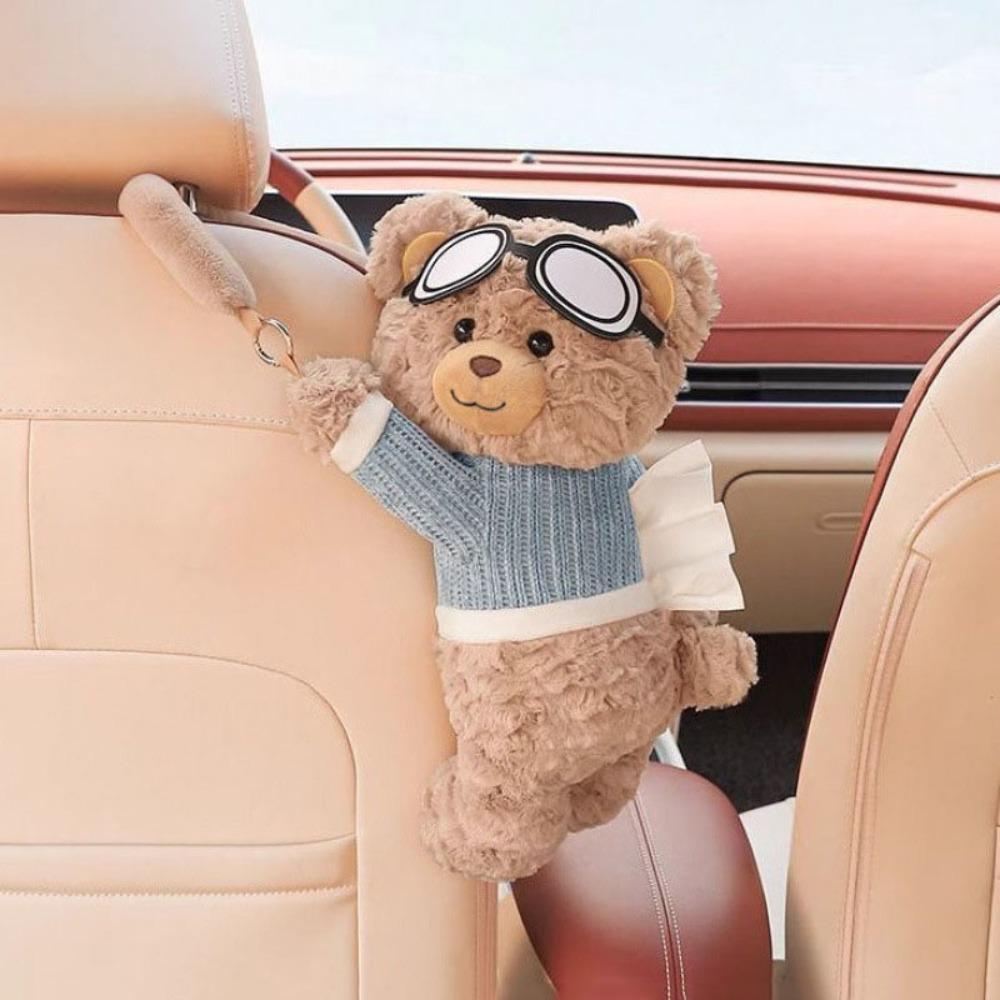 

Cartoon Hanging Tissue Box Plush Armrest Box Paper Case Universal Car Tissue Box Car Inner Decor B
