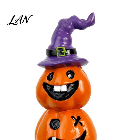 Unique Halloween Gift Ideas Pumpkin Statue, Resin Spooky Face Figurine for Desktop Ornaments Indoor Tabletop, Tiered Tray, Party, Home Decor