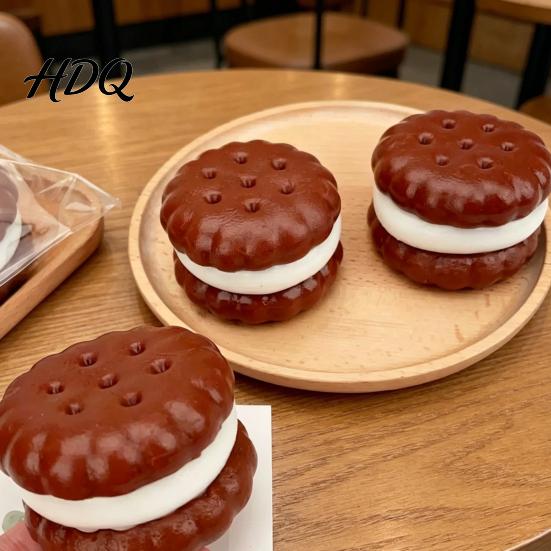 Realistic Food Squeeze Toy Cream Sandwich Cookie Slow-Rising TPR Slow Rebound Fidget for Stress Relief Cute