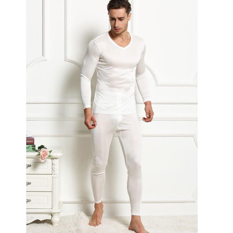 Tangge Men's Mulberry Silk Double-Sided Knitted Thermal Underwear Set