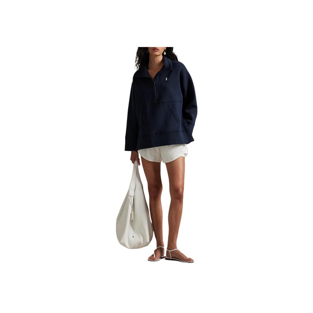 Polo Ralph Lauren Double Layer Knit Half Zip Waist Hoodie Women Hoodies 211A89508-002