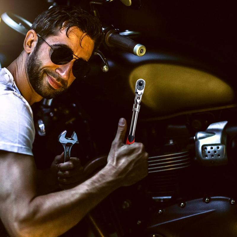 1/2 3/8 1/4 Movable Head Long Handle Ratchet Two-way Extendable Ratchet Socket Wrench Combination Wrench For Repair Depot