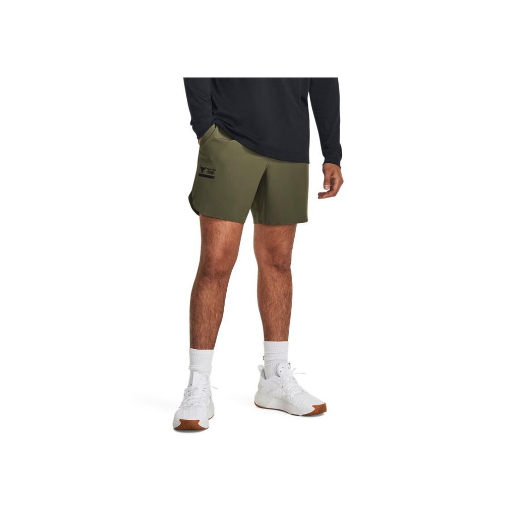 UA Johnson Series Solid Color Elastic Waist Training Sports Casl Shorts Men shorts Green 1380544-390