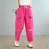 Plus Size Thin Vintage Embroidery High Waist Casual Loose Women Summer Jeans Denim Harem Pants
