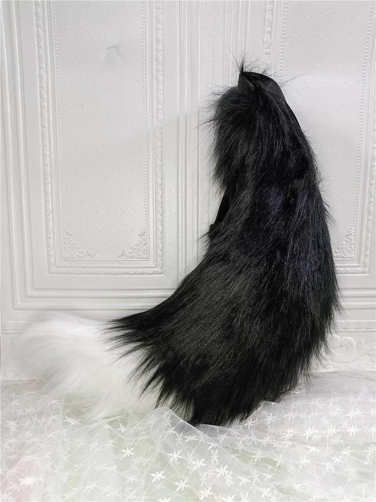 Handmade Anime Cosplay Animal Tail Accessory In White, Black, and Gray – Wolf, Fox, Dog Styles