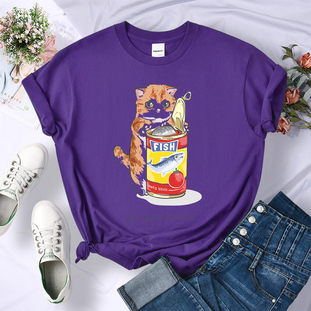 Canned Cat Creative 3D Print Female Tee Shirts Breathable Casual T-Shirt Soft Summer Short Sleeve Loose Streetwear For Women