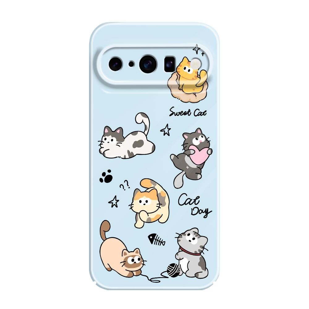 

Happy Cat Phone Case For Google Pixel 10 9 9A 8 8A 7 7A Pro XL 5G Film Hard Cover Google Pixel 10 Pro