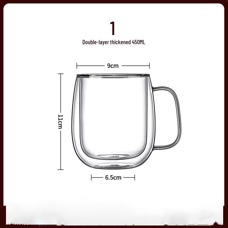 Doppelwandige Borosilikatglas-Tasse mit Henkel für den Heimgebrauch