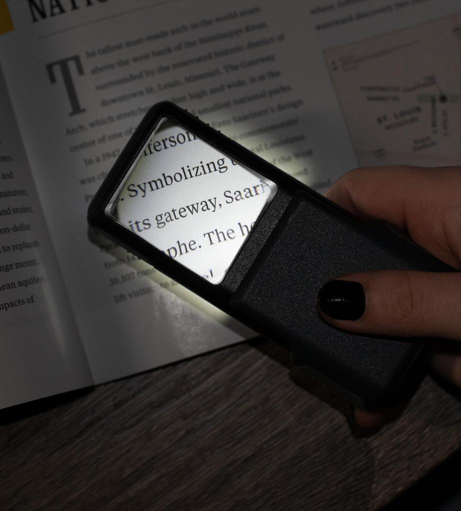 Mini Bright LED Handheld Sliding 5x Magnification Magnifier, Type, (PO-55)