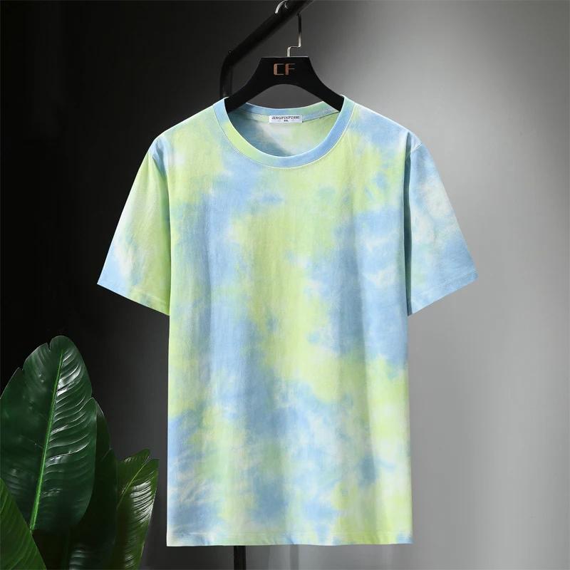 Men's T-shirt oversized tie dye plus size top T-shirt summer hip-hop casual tie dye streetwear