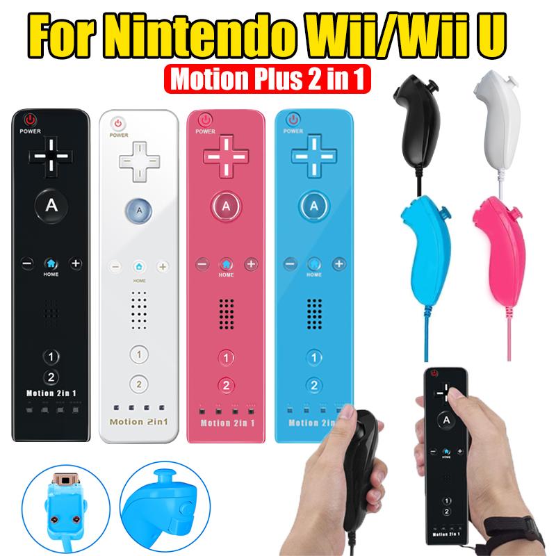 2 In 1 Wireless Gamepad for Nintendo Wii/Wii Game Remote Controller Joystick Joypad Nunchuck Hand Curved Game Handle Accessories