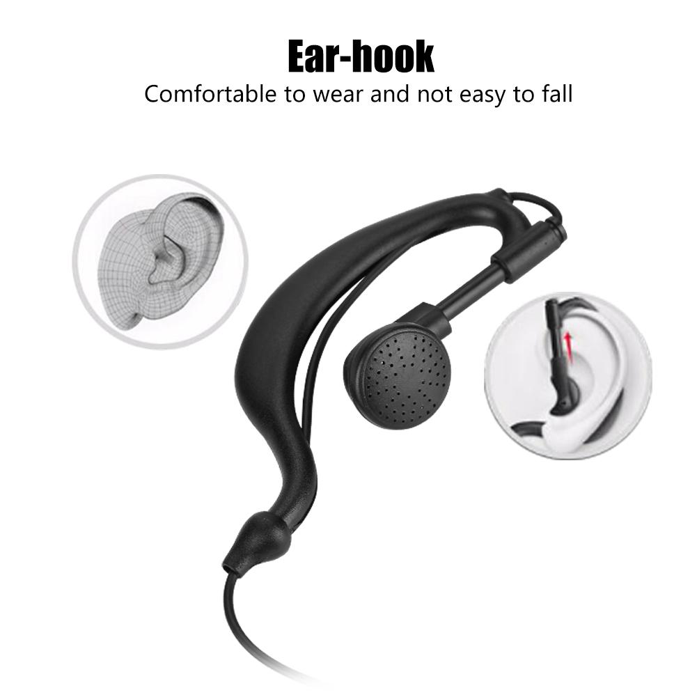 2Pin Earpiece PTT Walkie Talkie Headset EAr Hook for Two Way Radio