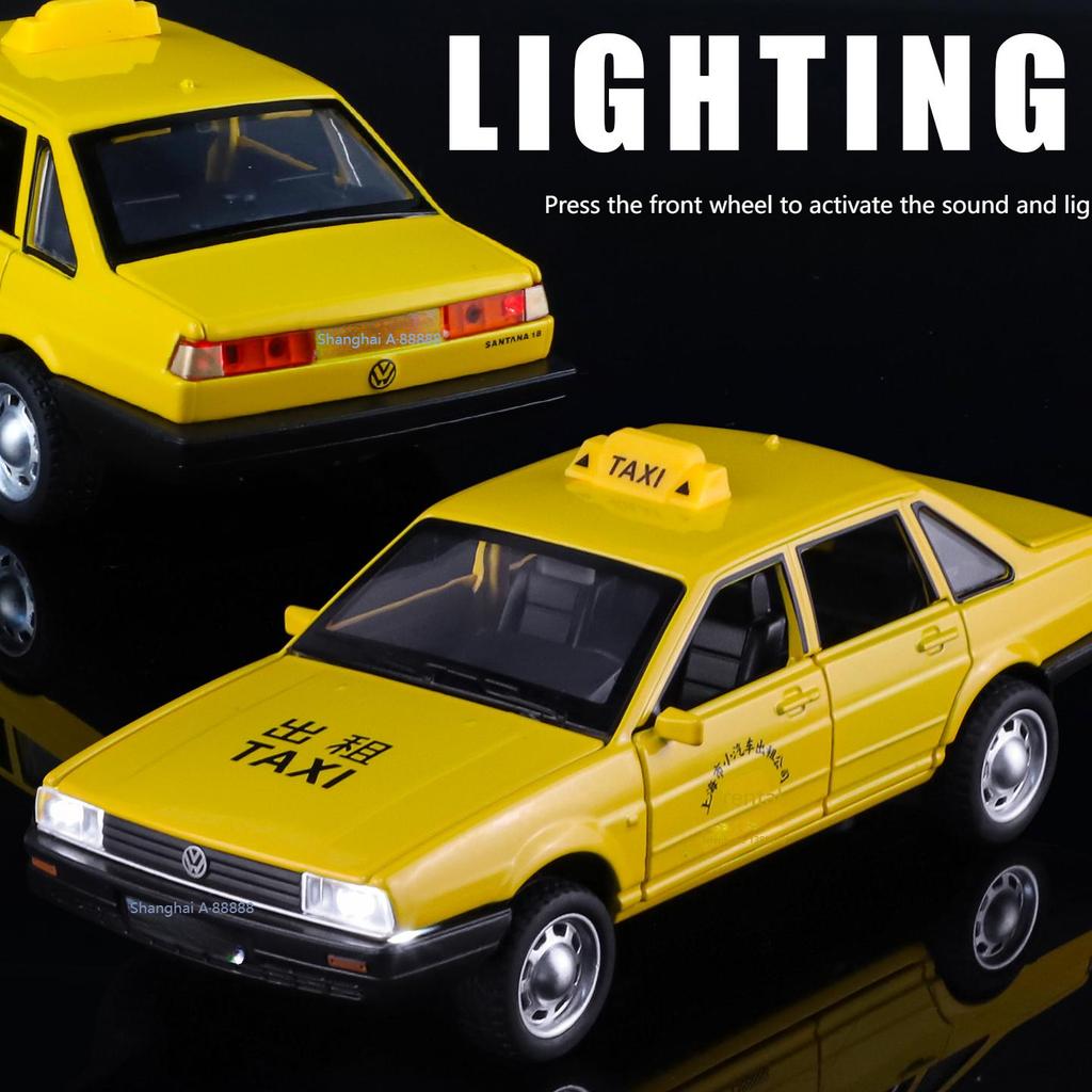 1/32 Volkswagen Santana Taxi Alloy Diecast Model Car Home Decoration Collectibles Miniature High Simulation Vehicle Holiday Gift