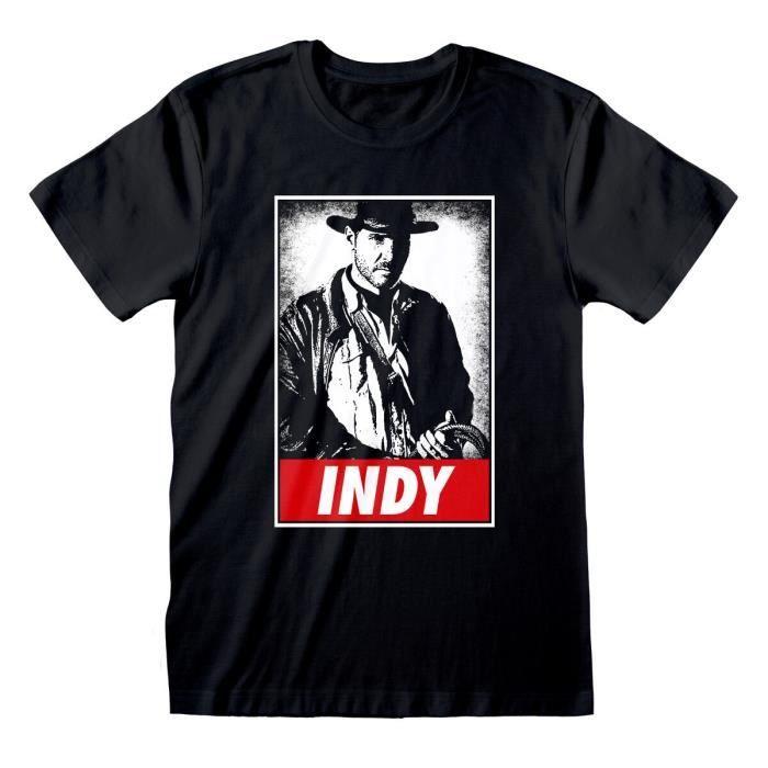 T shirt à manches courtes Indiana Jones Indy Noir Unisexe M
