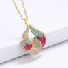 925  Colorful Enamel Epoxy White Zircon Pendant Necklace For Ladies Birthday Party High Quality Fashion Jewelry Gift