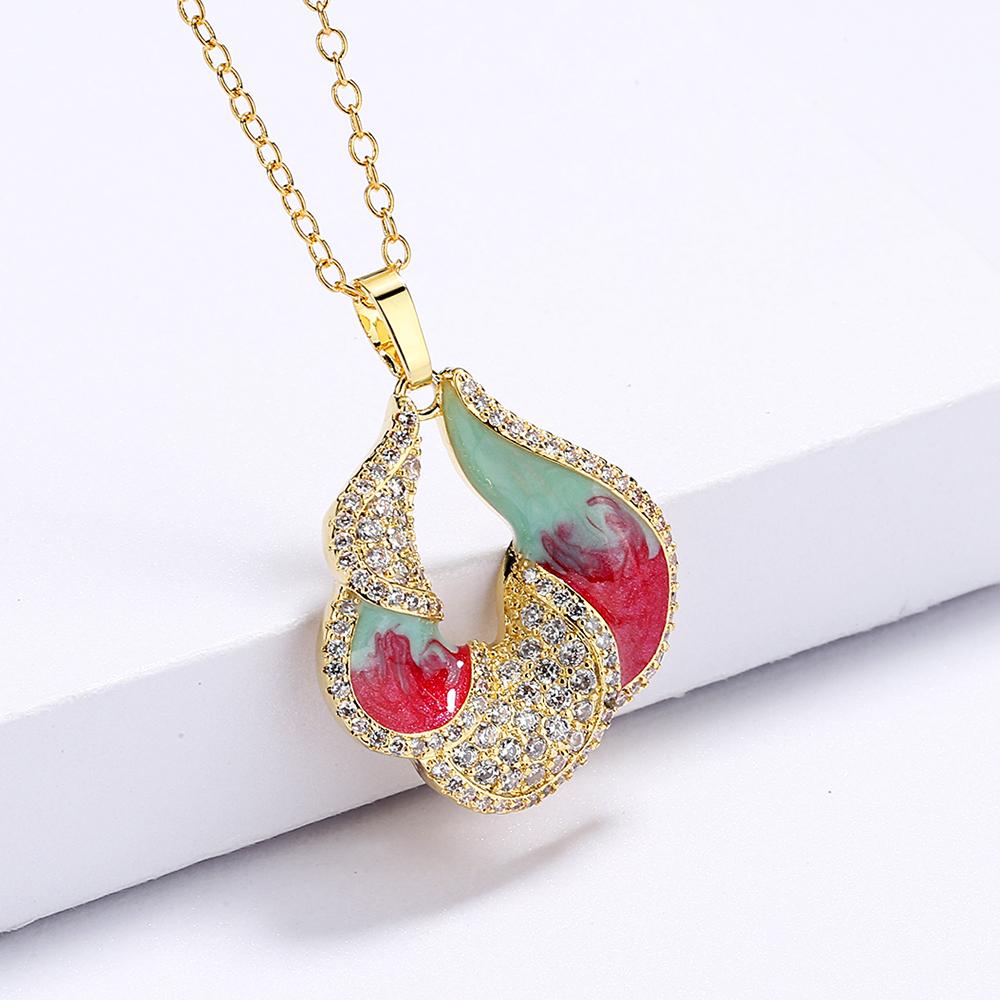 925  Colorful Enamel Epoxy White Zircon Pendant Necklace For Ladies Birthday Party High Quality Fashion Jewelry Gift