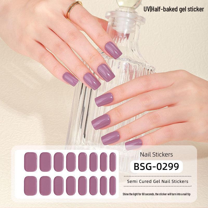 

UV Semi-Cured Gel Nail Stickers - Solid Color Nail Art