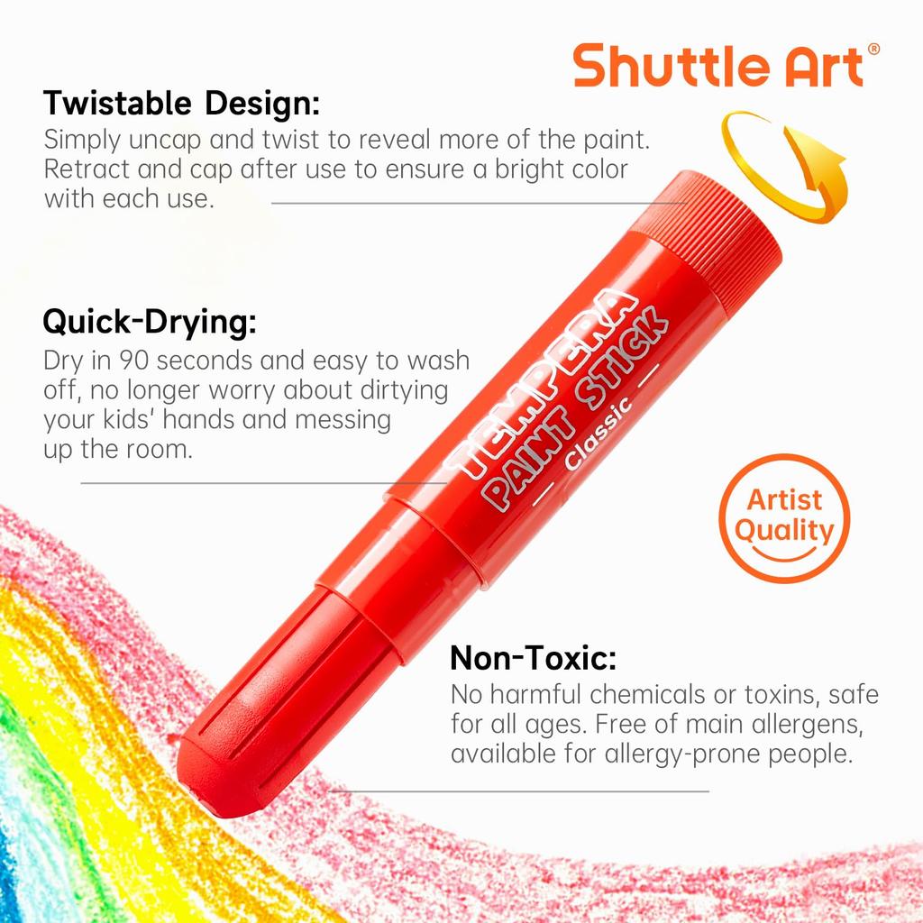 Shuttle Art Tempera Paint and Perfect for and Drawing on and Perfect Gift for Toddlers and Perfect for Preschool and Elementary School Entrance