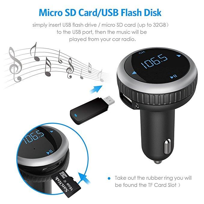 Multifunction Handsfree Wireless Bluetooth FM Transmitter Car Kit Mp3 Player + USB Charger